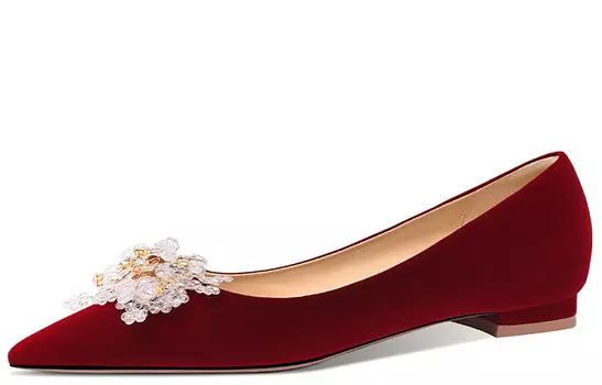 Женская повседневная обувь, женские низкие красный туфли Lily Wei