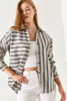 Женская повседневная рубашка в темно-синюю полоску armonika, разноцветный