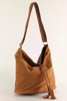 Женская повседневная сумка через плечо из мягкой двусторонней нубуковой ткани (10409) Luwwe Bags, браун-тан