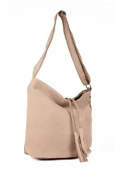 Женская повседневная сумка через плечо из мягкой двусторонней нубуковой ткани (10409) Luwwe Bags, бежево-норка