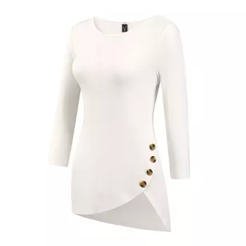 Женская повседневная туника с асимметричным подолом и круглым вырезом, рукавами 3/4 ALLEGRA K, белый