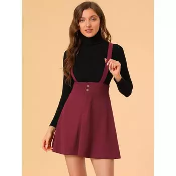 Женская повседневная юбка на подтяжках с регулируемым ремешком и пуговицами спереди ALLEGRA K