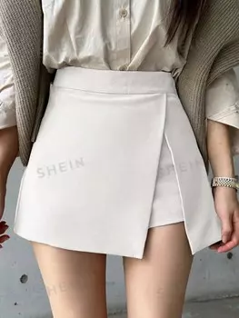 Женская повседневная юбка, однотонная, с разрезом сбоку Dazy, белый