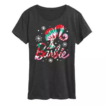 Женская праздничная футболка с принтом тай-дай и логотипом Barbie, серый