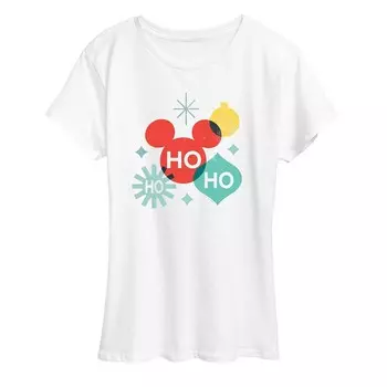 Женская праздничная футболка с рисунком Микки Мауса Disney's Ho Ho Ho Licensed Character, белый