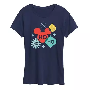 Женская праздничная футболка с рисунком Микки Мауса Disney's Ho Ho Ho Licensed Character, темно-синий