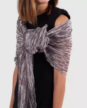 Женская праздничная шаль из натурального шелка темно-серебристого цвета MR Complements