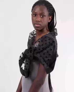 Женская праздничная шаль из органзы с бархатным горошком черного цвета MR Complements, черный