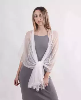 Женская праздничная шаль из тюля белого цвета MR Complements, белый