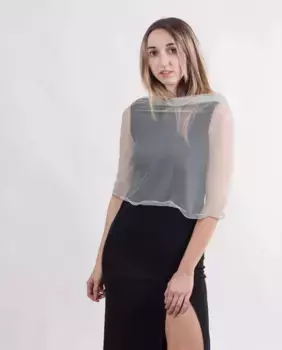 Женская праздничная шаль из тюля бирюзово-зеленого цвета MR Complements