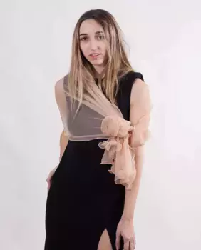 Женская праздничная шаль из тюля телесного цвета MR Complements, розовый