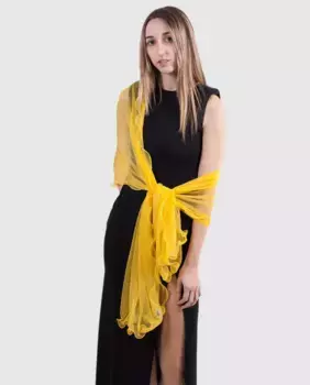Женская праздничная шаль из желтого тюля MR Complements, желтый