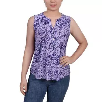 Женская принтованная полиэстеровая кофта-хенли NY Collection, цвет plum jackrain