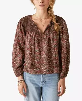 Женская присборенная крестьянская блуза с принтом Lucky Brand, мульти