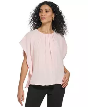 Женская присборенная рубашка с круглым вырезом и рукавом-крылышком DKNY, мульти