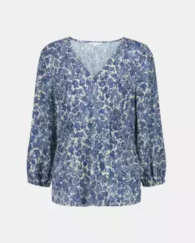 Женская приталенная блузка с шелковым принтом Southern Cotton, синий