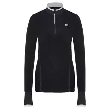 Женская приталенная флисовая рубашка для бега с длинными рукавами и карманом на молнии POLARFLEECE TAO, цвет schwarz