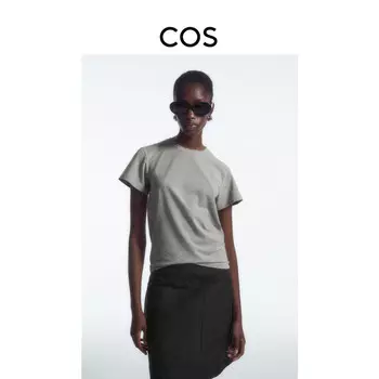 Женская приталенная футболка Cos с круглым вырезом, серый