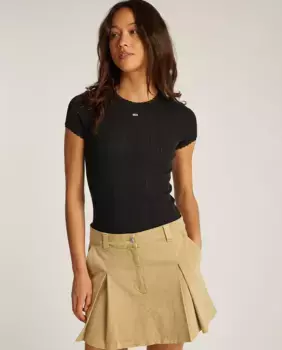 Женская приталенная футболка из ткани пуантель Tommy Jeans, чёрный