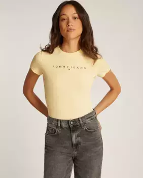 Женская приталенная футболка с коротким рукавом Tommy Jeans, жёлтый