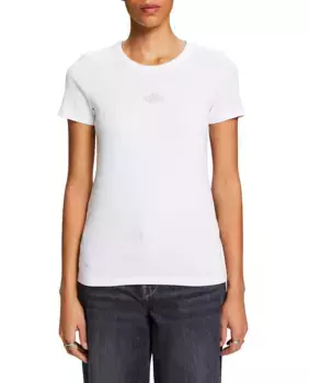 Женская приталенная футболка с логотипом из стразов Esprit, белый