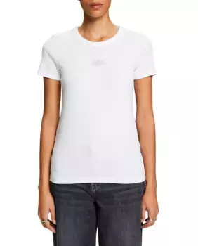 Женская приталенная футболка с логотипом из стразов Esprit, белый