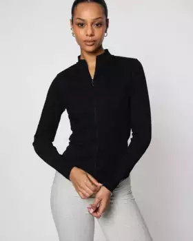 Женская приталенная куртка с потайной молнией из органического хлопка Believe Athletics, черный