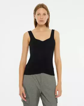 Женская приталенная майка со сборками System Action, черный