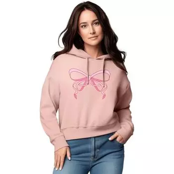 Женская простая кроп-худи с кокетливым бантом Licensed Character, цвет rose pink