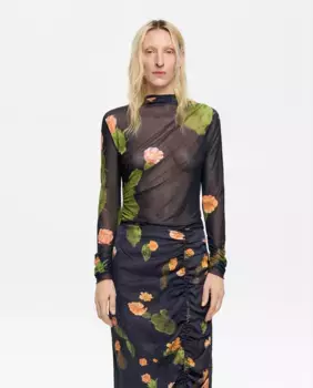 Женская прозрачная футболка с длинным рукавом Bimba y Lola, черный