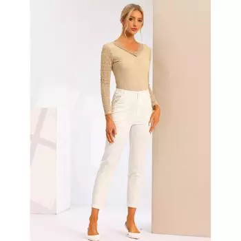 Женская прозрачная кружевная блузка с длинными рукавами и цветочной вышивкой ALLEGRA K, черный