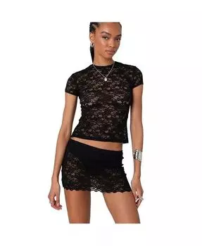 Женская прозрачная кружевная футболка Kaori Edikted, черный