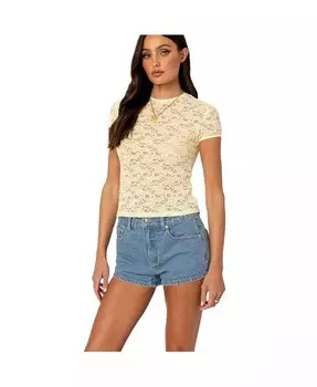 Женская прозрачная кружевная футболка Kaori Edikted, желтый