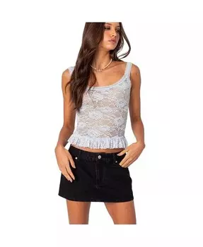 Женская прозрачная кружевная майка Kerry Edikted, синий