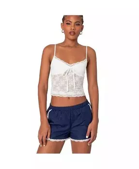 Женская прозрачная кружевная майка на бретельках Edikted, белый