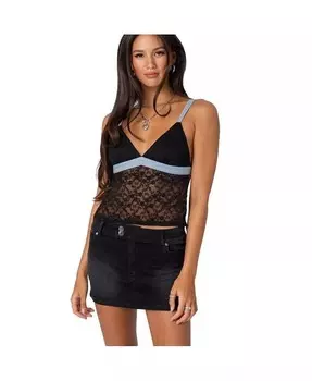 Женская прозрачная кружевная майка с открытой спиной Edikted, черный