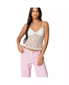 Женская прозрачная майка в горошек и с бантом Edikted, белый