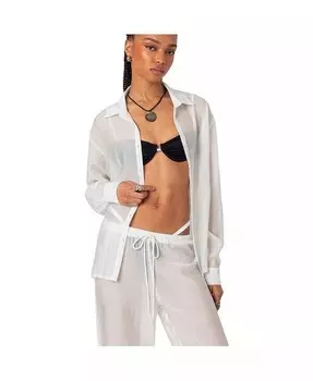 Женская прозрачная рубашка на пуговицах с открытым верхом Edikted, белый