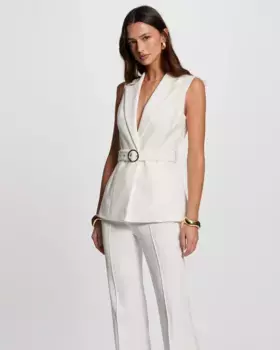 Женская прямая безрукавка с поясом Morgan, белый
