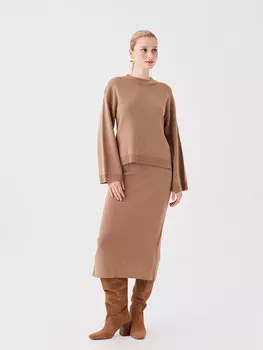 Женская прямая юбка с эластичной резинкой на талии LCW Vision, норка