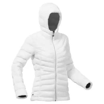 Пуховик женский с капюшоном для треккинга до -10°С Forclaz МТ500, белый