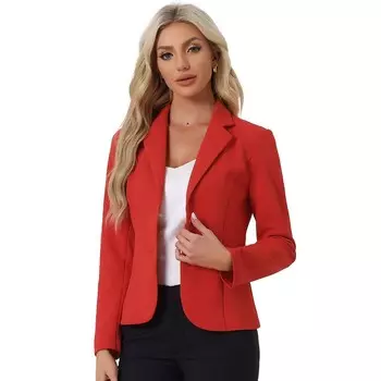 Женская рабочая эластичная куртка с воротником с лацканами, костюм, блейзер ALLEGRA K, цвет Bright Red