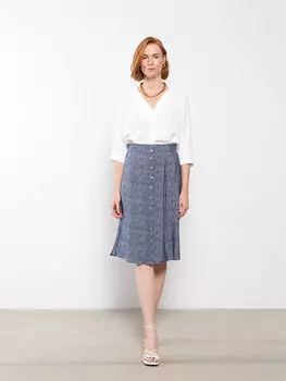 Женская расклешенная юбка с рисунком на резинке на талии LCW Grace