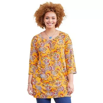 Женская распашная туника больших размеров Katerinas Liz&me Catherines, цвет Honey Mustard Paisley