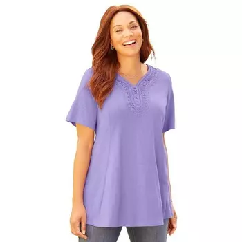 Женская распашная туника крючком для миниатюрных размеров Catherines, цвет Vintage Lavender