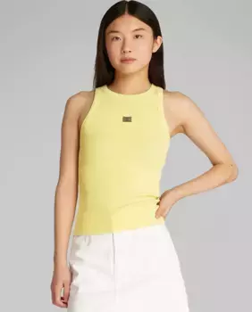Женская ребристая футболка без рукавов Calvin Klein Jeans, жёлтый
