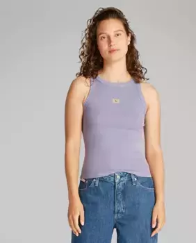Женская ребристая футболка без рукавов Calvin Klein Jeans, сиреневый