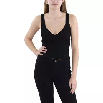 Женская ребристая майка с глубоким вырезом GOOD AMERICAN, черный