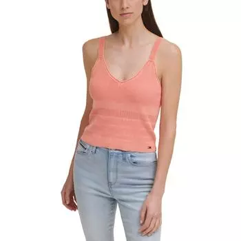 Женская ребристая облегающая майка Tommy Jeans, цвет desert