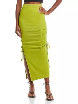 Женская ребристая юбка миди со сборками Fore, цвет avocado